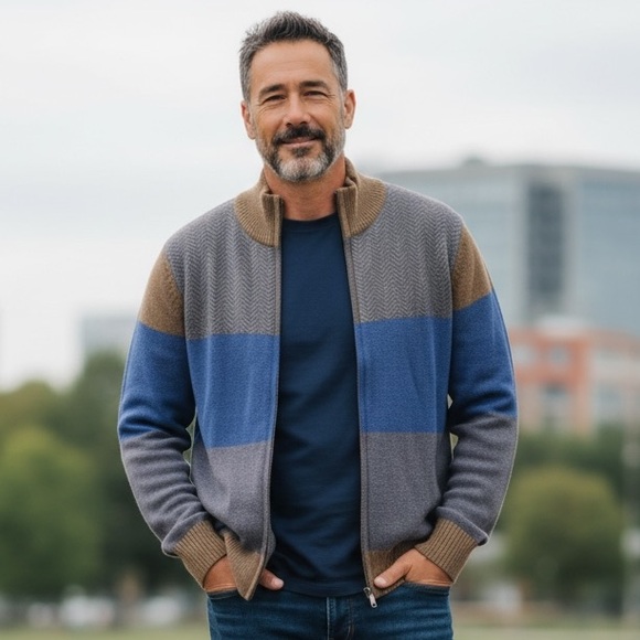 Banana Republic Other - Banana Republic Men's Multicolor Zip-Up Sweater - Medium